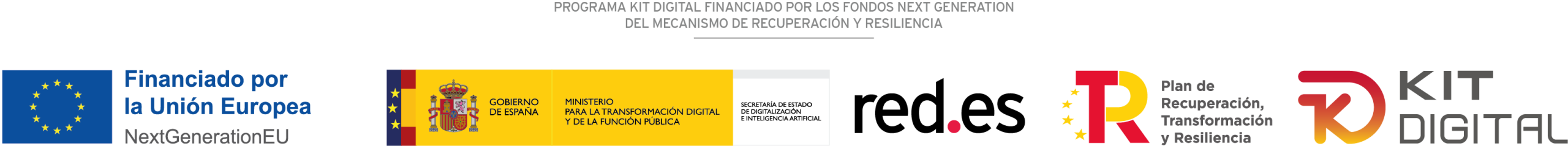 Programa Kit Digital financiado por la Unión Europea - NextGenerationEU, Gobierno de España, Red.es y Plan de Recuperación, Transformación y Resiliencia